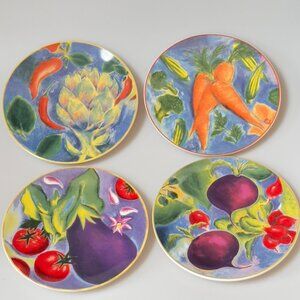 Certified International Provence Linda Montgonery Hand-Painted Set of 4 Plates